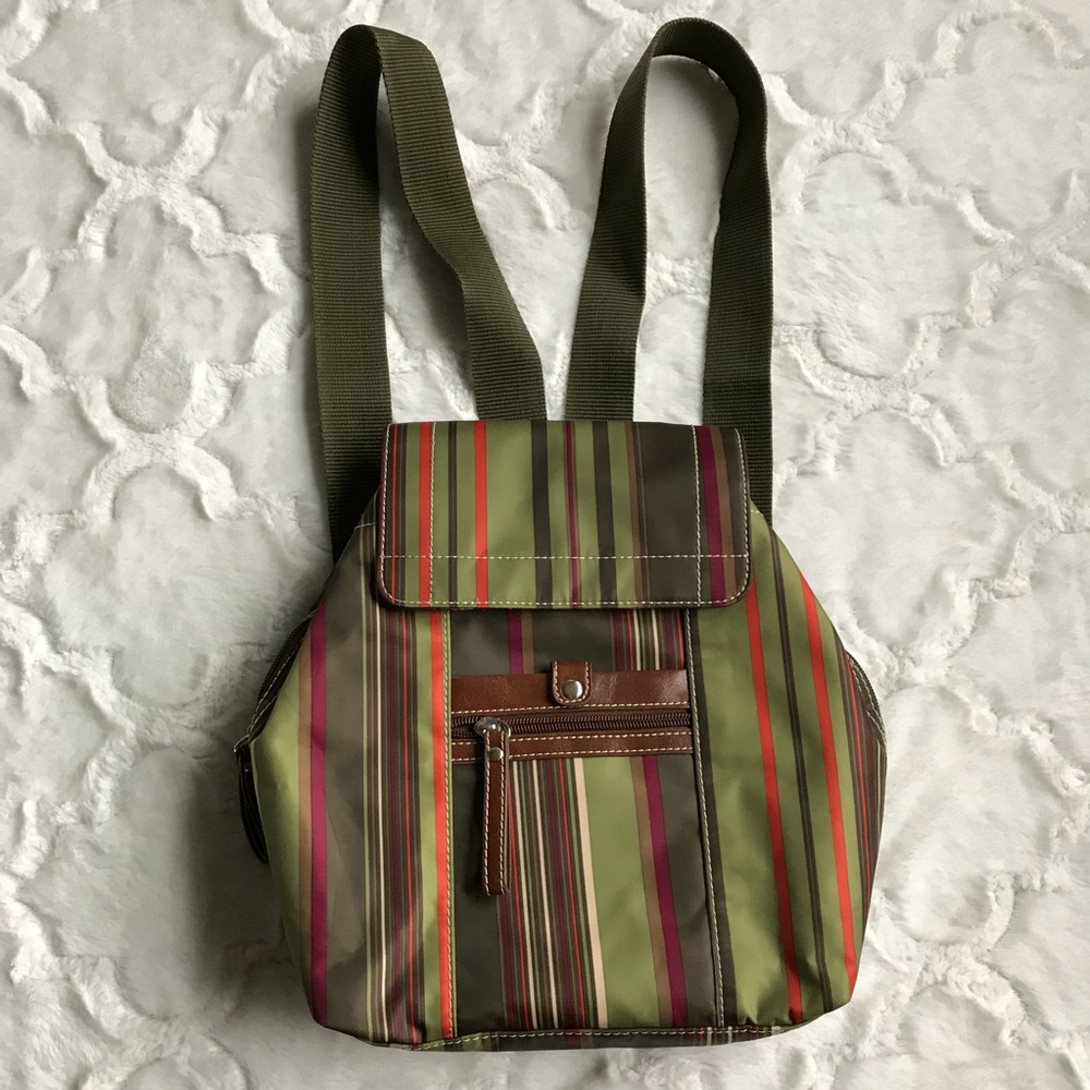 Nine West multicolor green stripe backpack